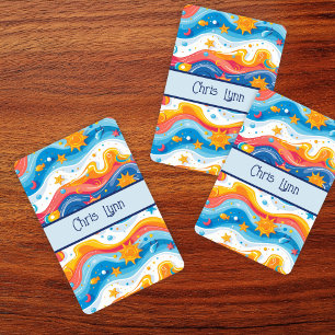 Abstract Ocean Beach Theme Waves Fish Sun Playing Cards