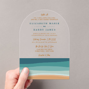 Abstract Ocean Beach Wedding Acrylic Invitations