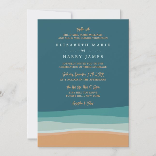 Abstract Ocean Beach Wedding Invitation (Front)