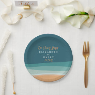 Abstract Ocean Beach Wedding Paper Plate