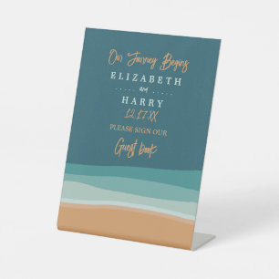 Abstract Ocean Beach Wedding Pedestal Sign