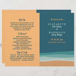 Abstract Ocean Beach Wedding Programme