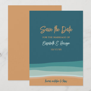 Abstract Ocean Beach Wedding Save The Date