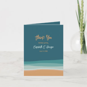 Abstract Ocean Beach Wedding Thank You Card