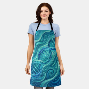 Abstract Ocean Blue DNA Helix Apron