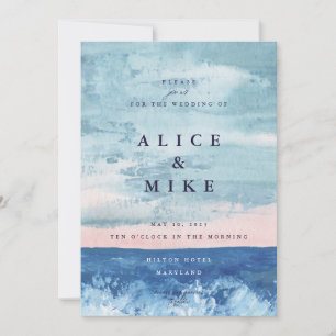 Abstract Ocean Blue Watercolor Background Invitati Invitation