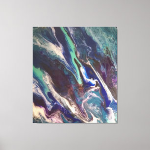 Abstract ocean colours in a marbled canvas print.