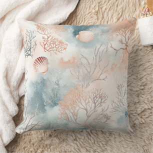 Abstract Ocean Coral Orange Blue Fluid Cushion