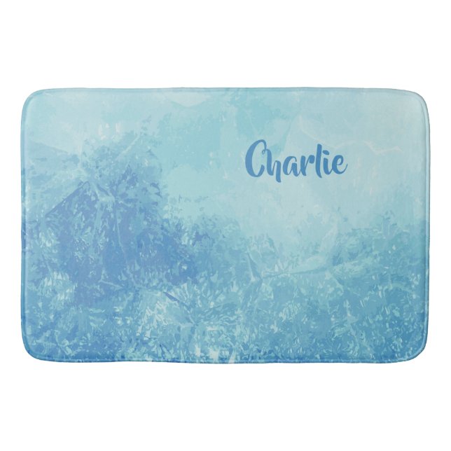 Abstract Ocean custom name bath mats (Front)