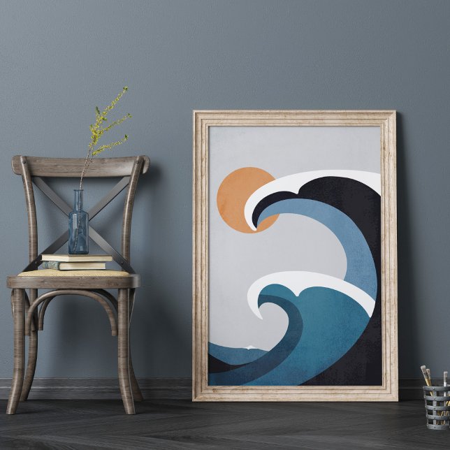 Abstract Ocean Waves and Sun Poster (Creator Uploaded)