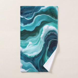 Abstract ocean waves bath towel set