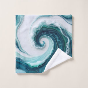 abstract ocean waves bath towel set