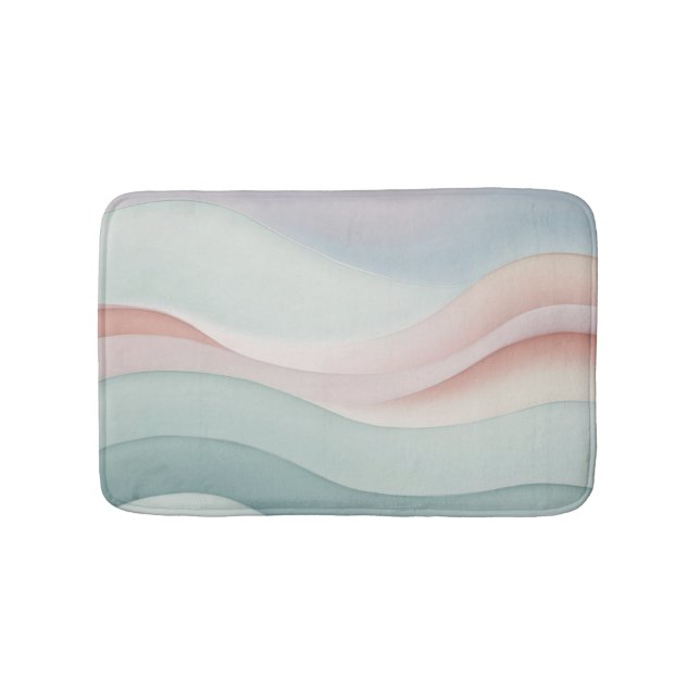 Abstract Ocean Waves Pastel colors Bath Mat (Front)