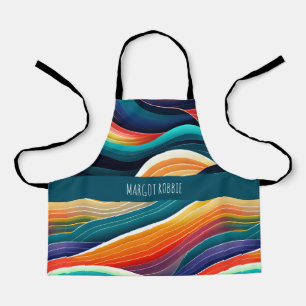 Abstract Ocean Waves Rainbow Pattern Apron