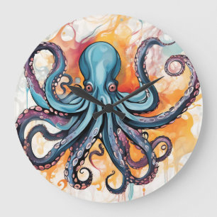 Abstract Octopus Colorful Large Clock