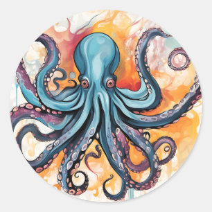 Abstract Octopus Colourful Classic Round Sticker