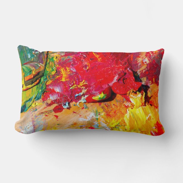 Abstract Of Artist Palette Lumbar Cushion (Front)
