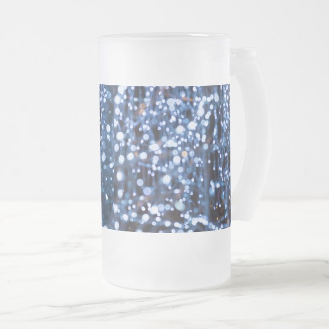 Abstract Of Blue Lights Frosted Glass Beer Mug (Front Right)