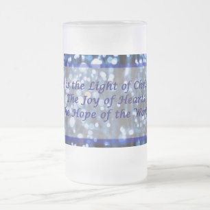 Abstract Of Blue Lights Text Frosted Glass Beer Mu Mug