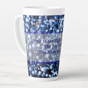 Abstract Of Blue Lights Text Latte Mug