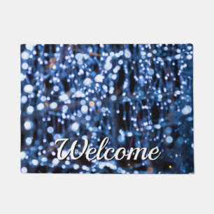 Abstract Of Blue Lights Welcome Doormat