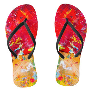 Abstract Of Colourful Artist Palette Flip Flops
