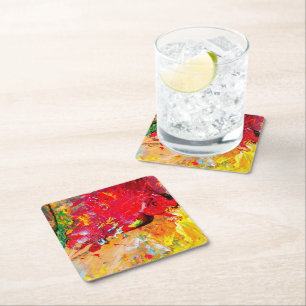 Abstract Of Colourful Artist Palette Square Paper Coaster