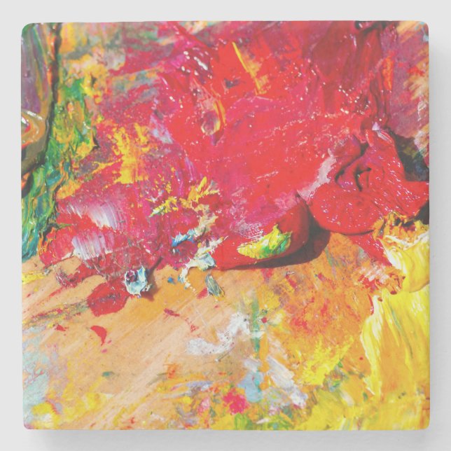 Abstract Of Colourful Artist Palette Stone Coaster (Front)