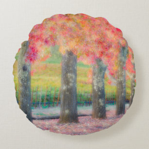 Abstract of Napa Valley trees Round Cushion