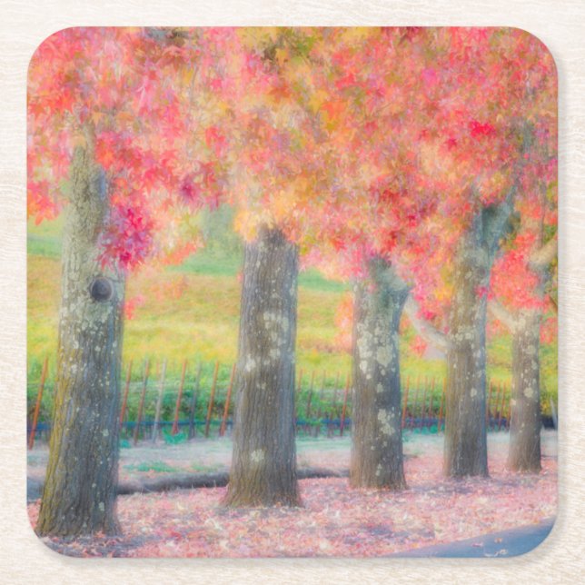 Abstract of Napa Valley trees Square Paper Coaster (Front)
