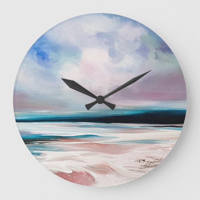 Abstract Oil Canvas: Contemporary Texture Large Clock (Front)