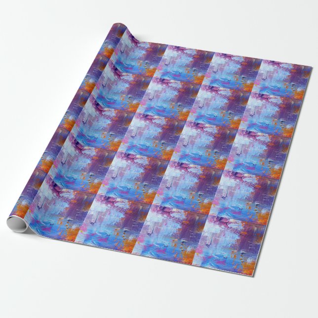 Abstract Oil: Canvas Texture Background Wrapping Paper (Unrolled)