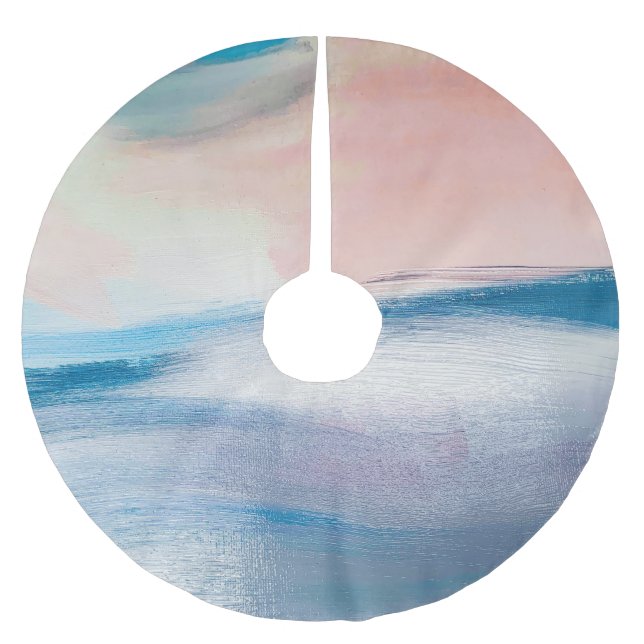 Abstract oil painting, canvas texture. brushed polyester tree skirt (Front)