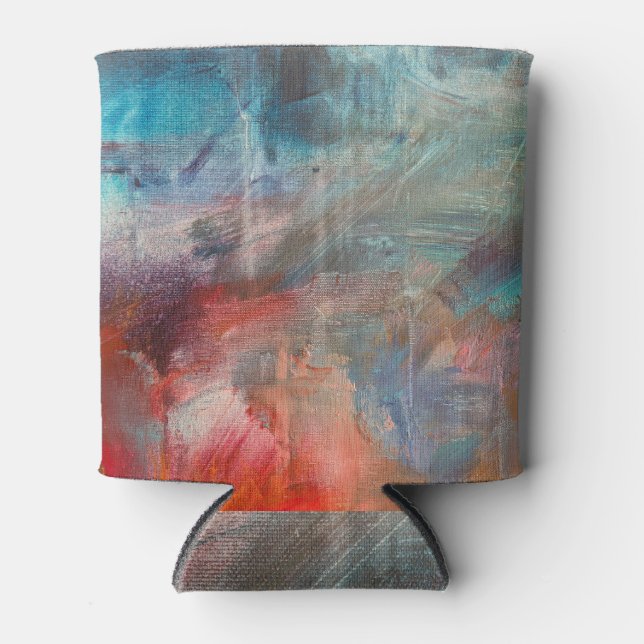 Abstract Oil Painting: Colourful Texture Can Cooler (Front)