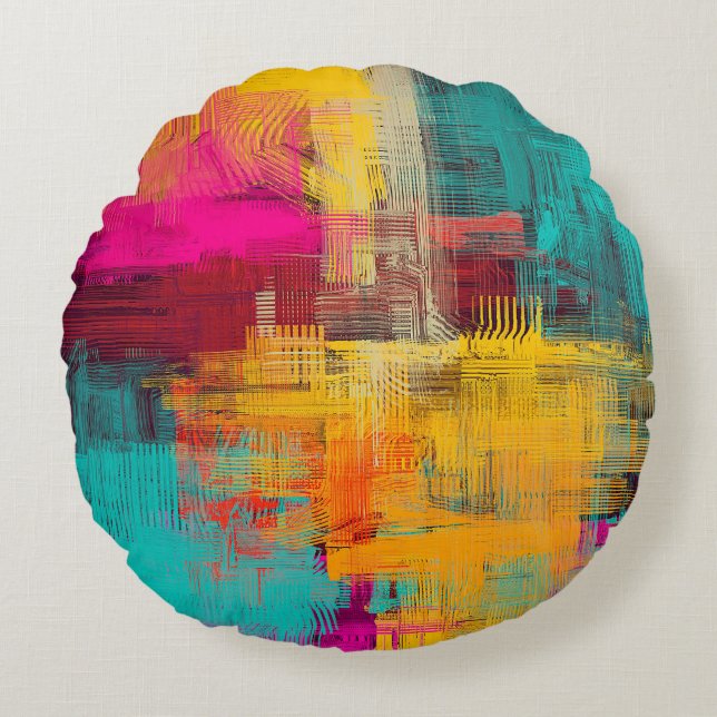 Abstract oil painting, expressive background. round cushion (Front)