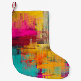 Abstract oil painting, expressive background. small christmas stocking