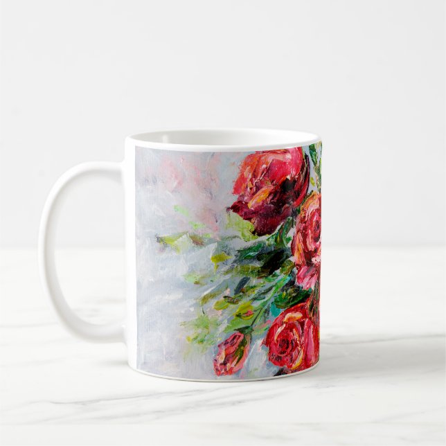  abstract oil painting of beautiful fresh bouquet  coffee mug (Left)
