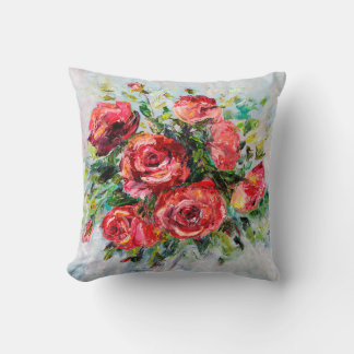 abstract oil painting of beautiful fresh bouquet cushion