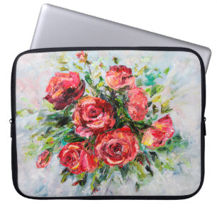 abstract oil painting of beautiful fresh bouquet  laptop sleeve
