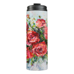 abstract oil painting of beautiful fresh bouquet thermal tumbler