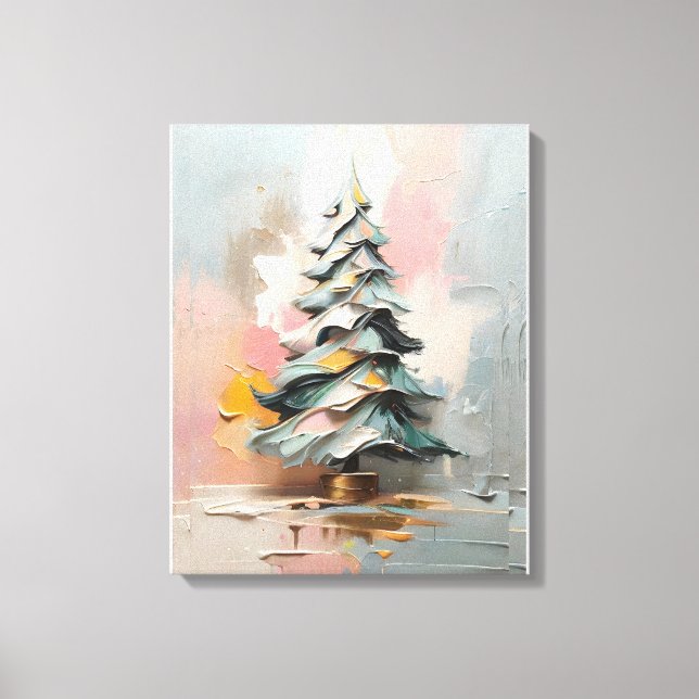 Abstract oil painting of Christmas tree Canvas Print (Front)