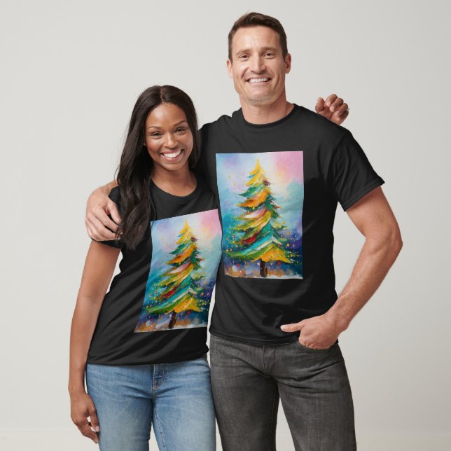 Abstract oil painting of Christmas tree t shirt (Unisex)