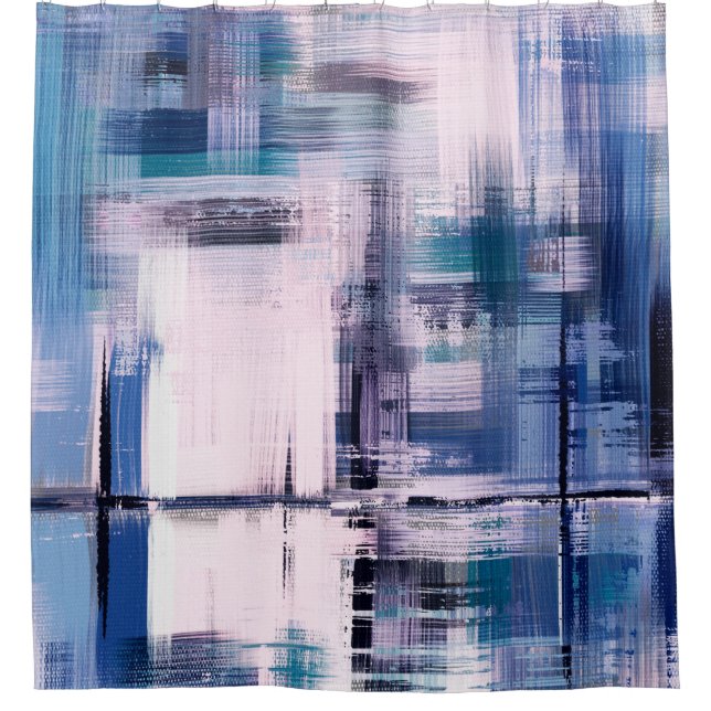 Abstract oil painting on canvas, hand drawn artwor shower curtain (Front)