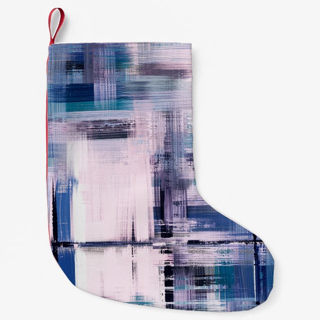 Abstract oil painting on canvas, hand drawn artwor small christmas stocking (Front)