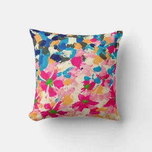  abstract oil painting on canvas. Multi coloured w Cushion