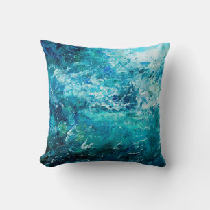 abstract oil painting showing waves in ocean or s cushion