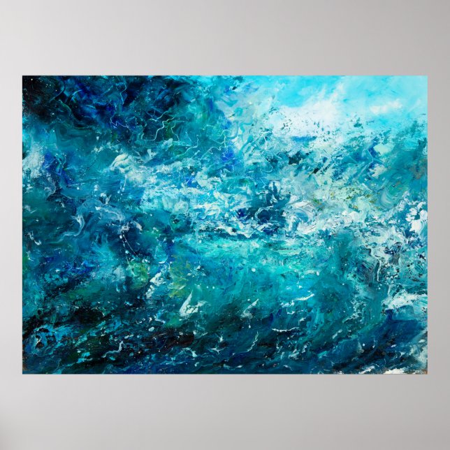 abstract oil painting showing waves in ocean or s poster (Front)