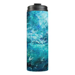 abstract oil painting showing waves in ocean or s thermal tumbler
