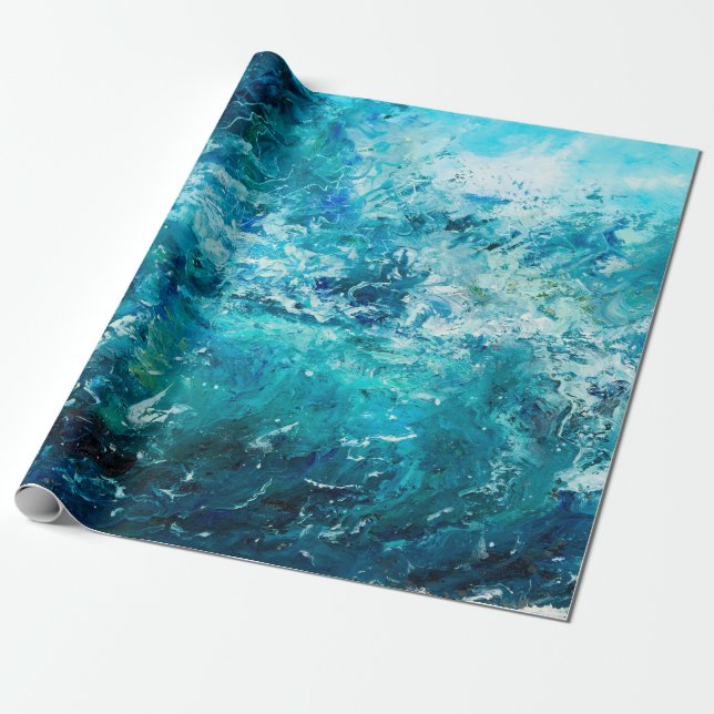  abstract oil painting showing waves in ocean or s wrapping paper (Unrolled)