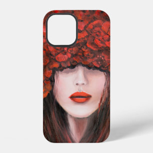 Abstract oil painting showing woman face and red r iPhone 12 case